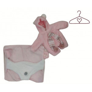 Ropita para muñecas mono rosa con saquito rn-35 llorens 1