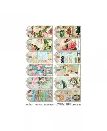 Papel arroz Cadence A3 ETIQUETAS SHABBY 1