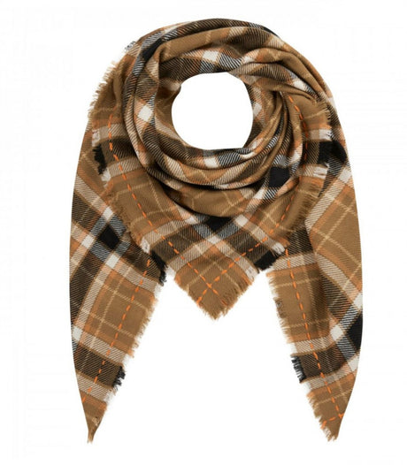 Fular checks woven embroidery brown codello 1