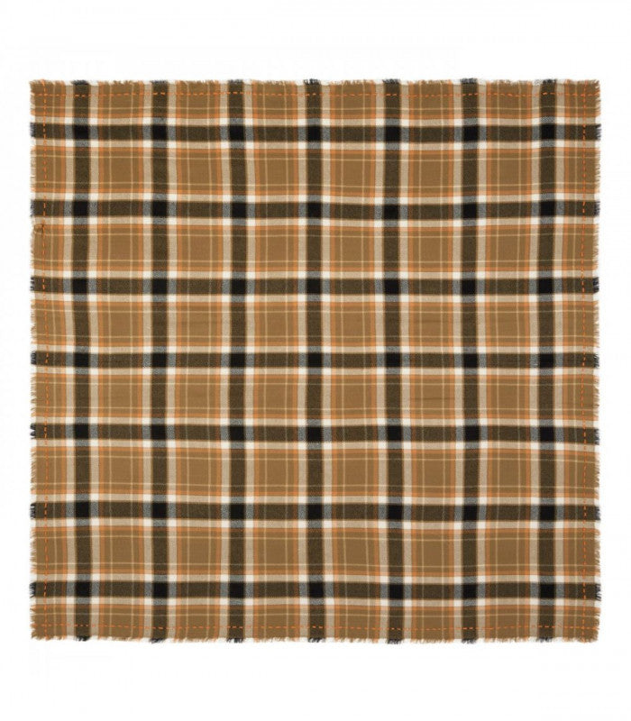 Fular checks woven embroidery brown codello 2