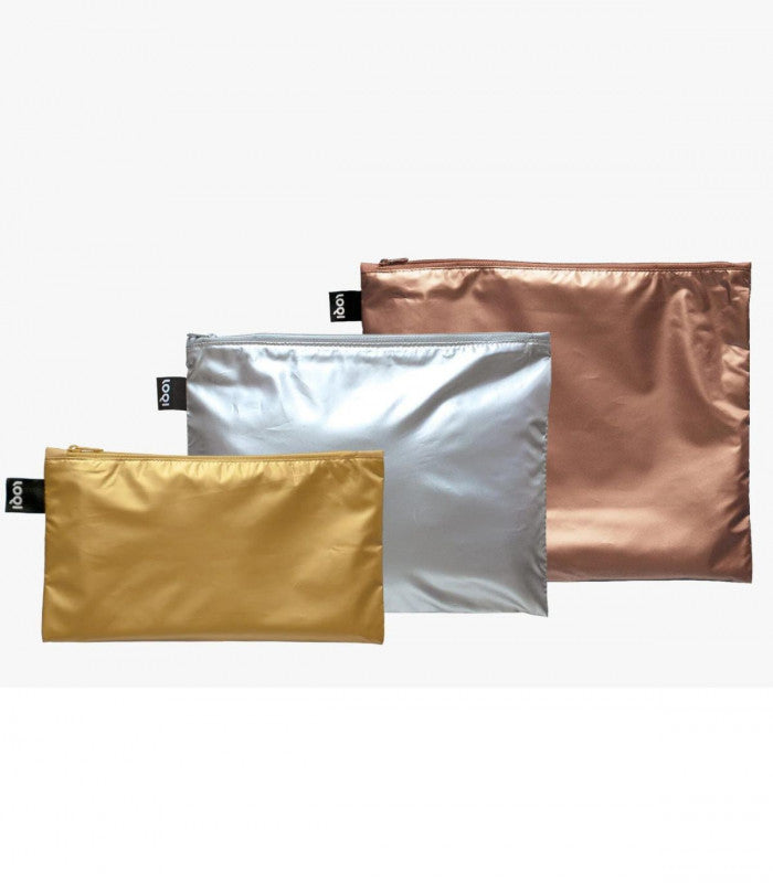Set neceseres loqi metallic gold silver rose 1