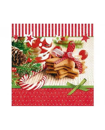Servilletas GALLETAS CON LAZO ROJO NAVIDAD 1
