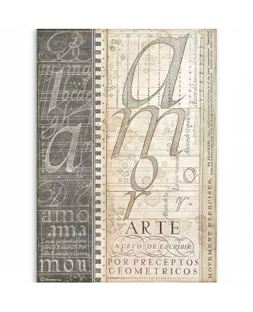 Papel arroz Stamperia A4 Calligraphy Alphabet 1