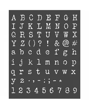 STENCIL Stamperia 20x25 Calligraphy Alphabet and numbers 1