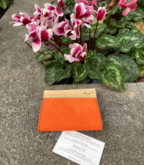 Cartera de madera michele naranja samares 1