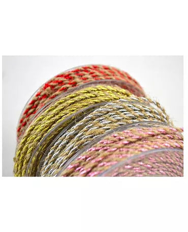 CORDÓN NATURAL Y ROSA METALIZADO TRENZADO DE 1,5 MM DE ANCHO 1