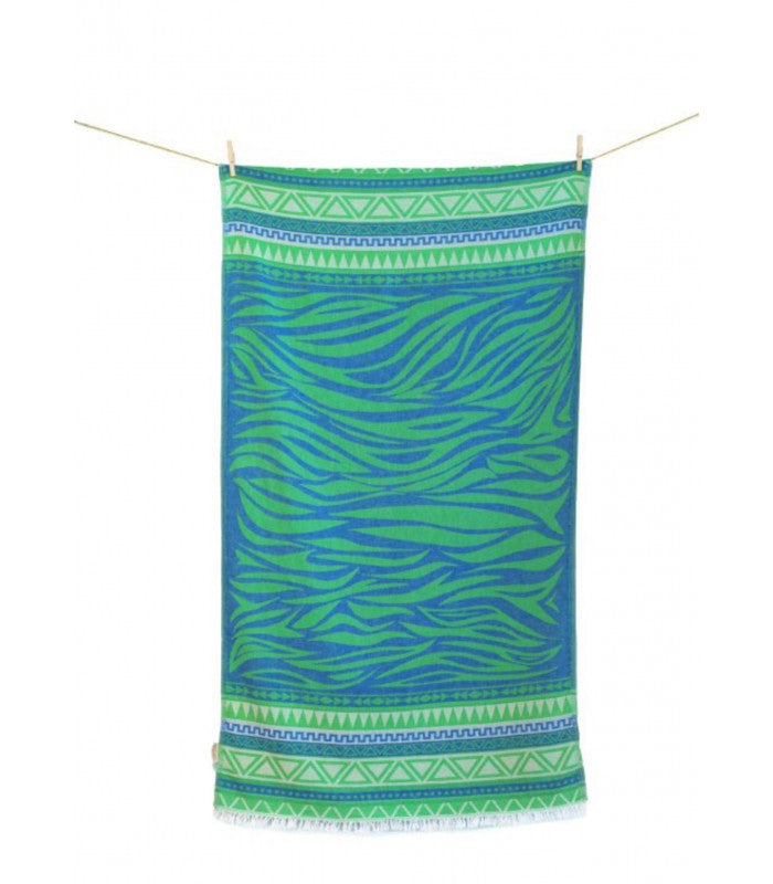 Toalla de playa milos par. blue & lime aelia anna 1
