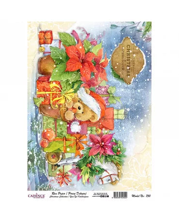 Papel arroz Cadence A3 REGALOS OSITO GORRO DE NOËL 1