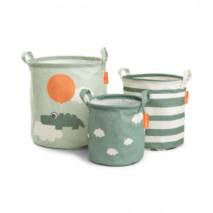 Set 3 cestos almacenaje happy clouds green done by deer 1