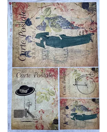 PAPEL ARROZ paperdesigns SCENE 0056 CHICAS CARTE POSTALE 1