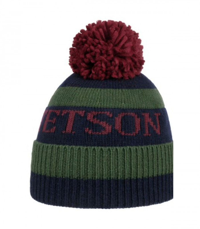 Gorro beanie pompon navy green stetson 1