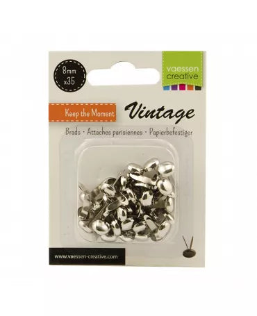 Brads Vintage 8mm 35pc Silver 1