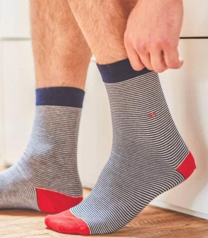 Calcetines navy striped billy belt 1