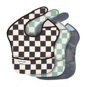 Pack 3 baberos cuadros negro+verde+gris tiny twinkle 1