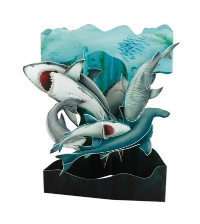 Tarjeta 3D, POSTAL SWING TIBURONES 1