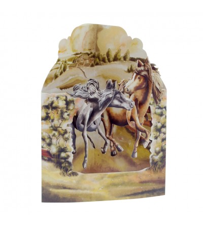 Tarjeta 3D, POSTAL SWING CABALLOS CAMPO 1
