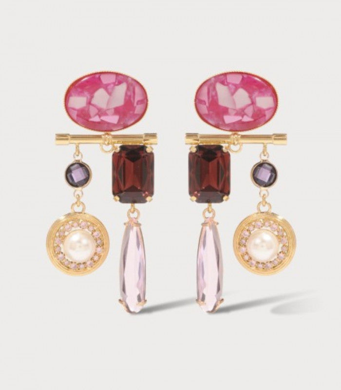 Pendiente halo goutte gold fuchsia julie sion 1