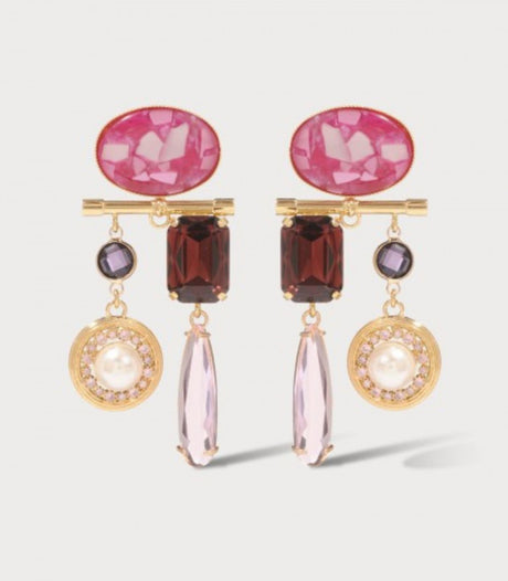 Pendiente halo goutte gold fuchsia julie sion 1