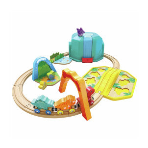 Set de tren de dinosaurios con cubo hape 1
