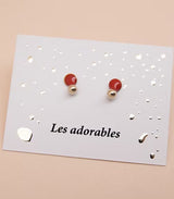 Pendiente adorables clous billes corail les femmes 1