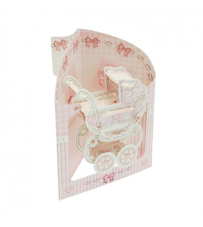 Tarjeta 3D, POSTAL SWING CARRITO ROSA 1