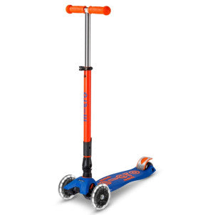 Patinete maxi-micro deluxe plegable neon led azul-naranja 1