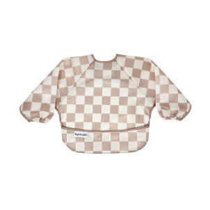 Babero impermeable c/mangas cuadros beige t-s tiny twinkle 1
