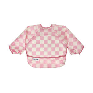 Babero impermeable c/mangas cuadros rosa t-l tiny twinkle 1