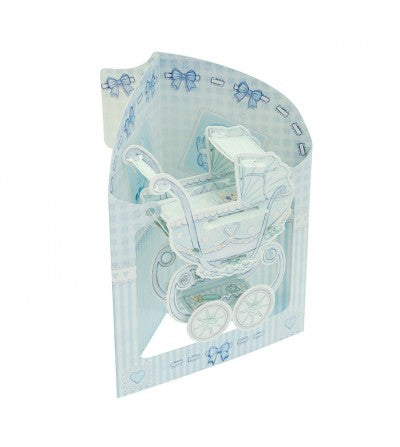 Tarjeta 3D, POSTAL SWING CARRITO AZUL 1