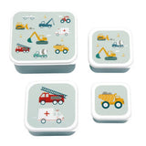 Set 4 cajitas merienda vehiculos a little lovely company 1