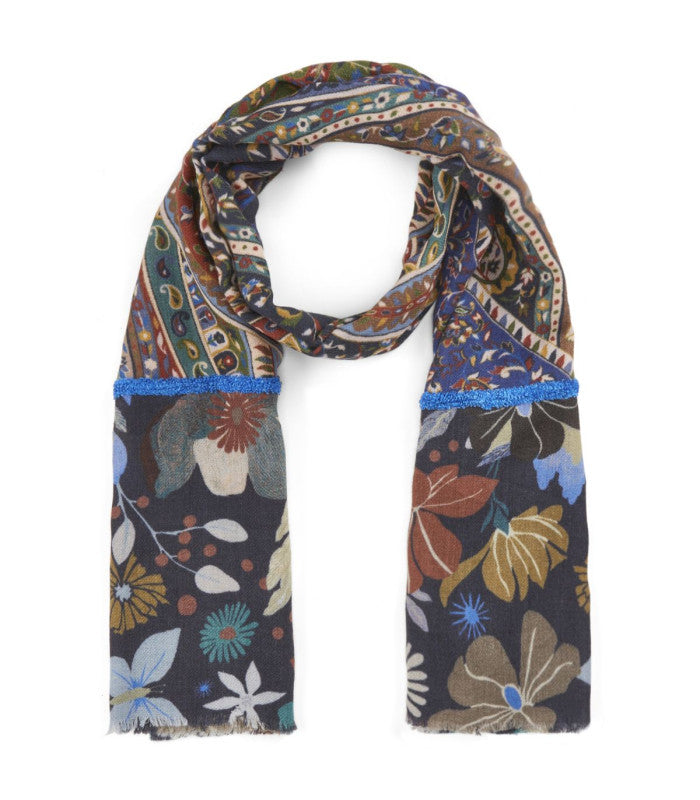 Fular lana y modal flowers blue codello 1