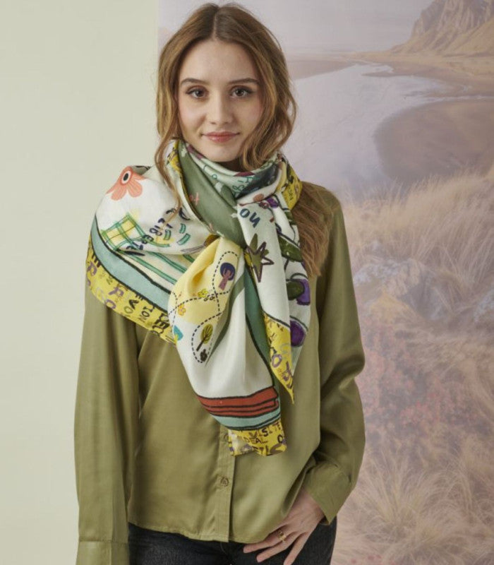 Pañuelo seda sky big kaki storiatipic 1