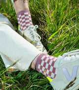 Calcetines mujer billy belt cuadros rosa-crudo 2