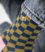 Calcetines mujer billy belt cuadros kakhi-azul 2