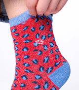 Calcetines mujer billy belt leo glitter red and blue 2