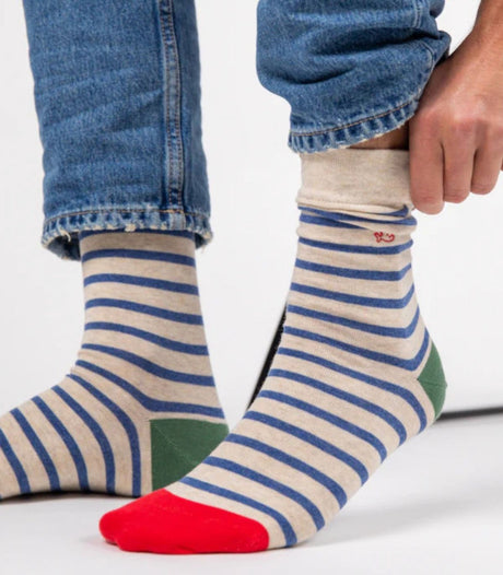 Calcetines billy belt rayas beige blue 2
