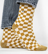 Calcetines mujer billy belt cuadros yellow-white 2