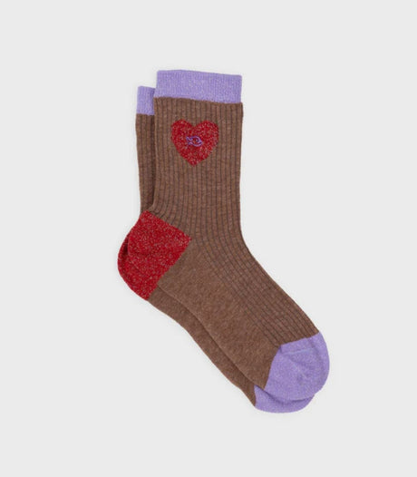 Calcetines mujer billy belt heart brown-red 1
