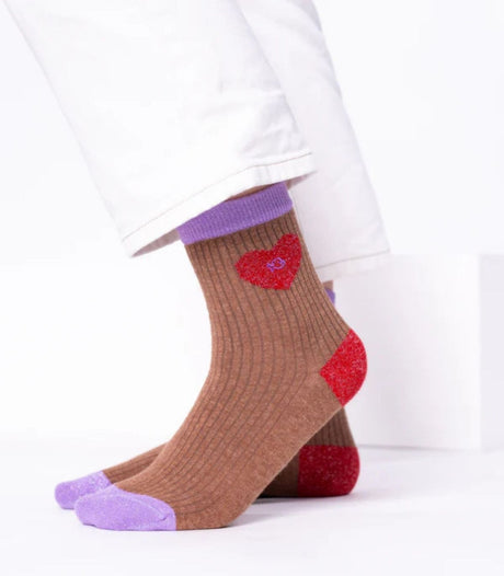 Calcetines mujer billy belt heart brown-red 2
