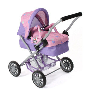 Cochecito de muñecas smarty corazones lila rosa bayer chic 1