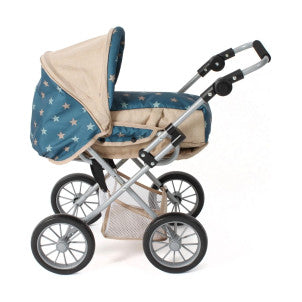 Cochecito de muñecas kombi leni estrellas turquesa beige bayer chic 2