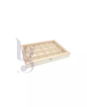 MADERA CAJA 50X35X6CM C/TAPA CRISTAL 1