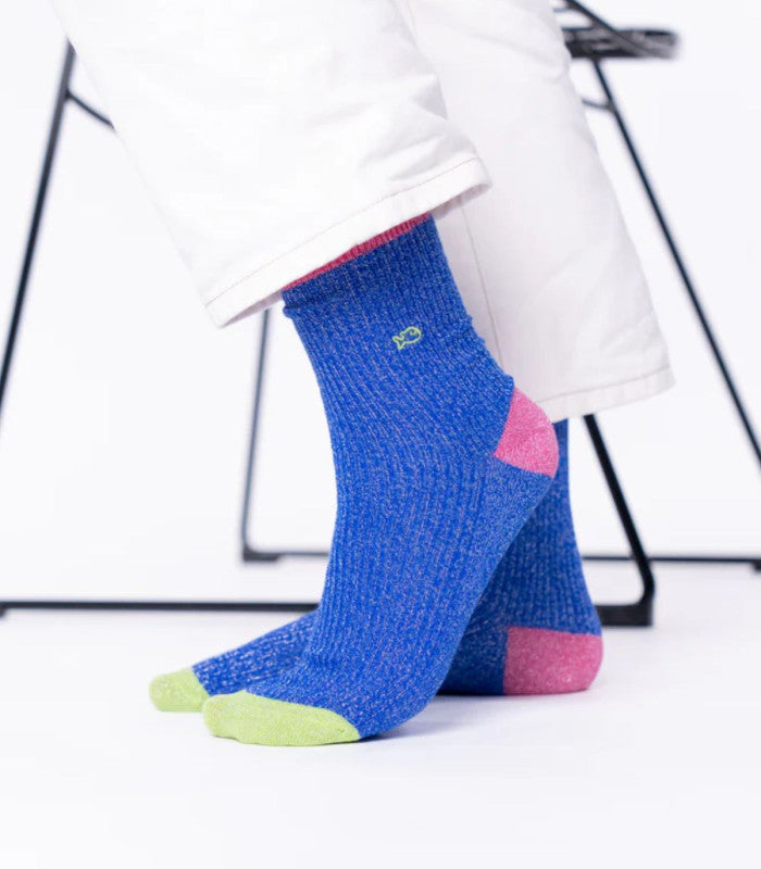 Calcetines mujer billy belt vintage glitter electric blue 1