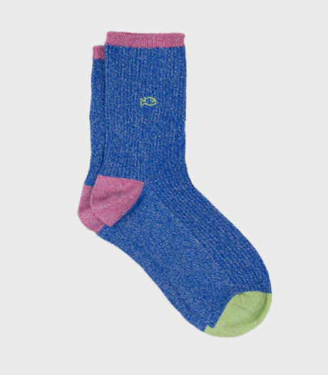 Calcetines mujer billy belt vintage glitter electric blue 2