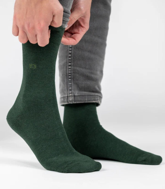 Calcetines billy belt liso bamboo dark green 1