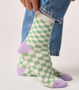 Calcetines mujer billy belt cuadros white and green 1
