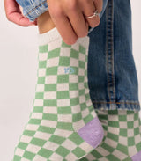 Calcetines mujer billy belt cuadros white and green 2