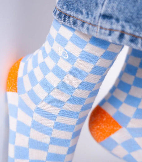 Calcetines mujer billy belt cuadros blue beige 2