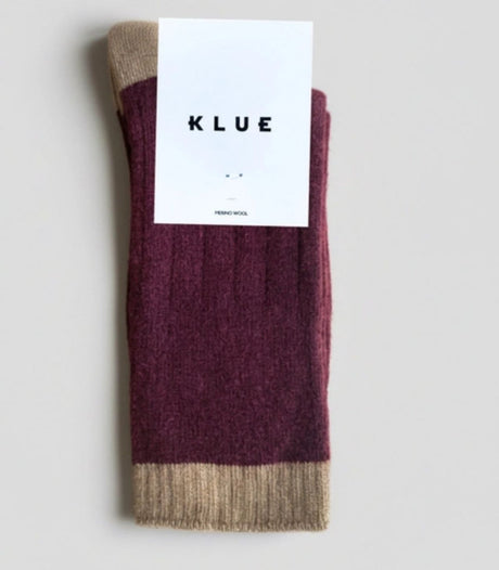 Calcetines klue lana merino bandas 36-40 burdeos caramelo 1