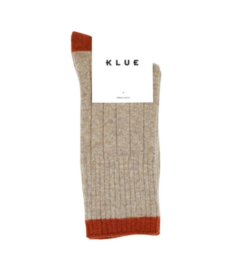 Calcetines klue lana merino bandas 41-46 beige naranja 1